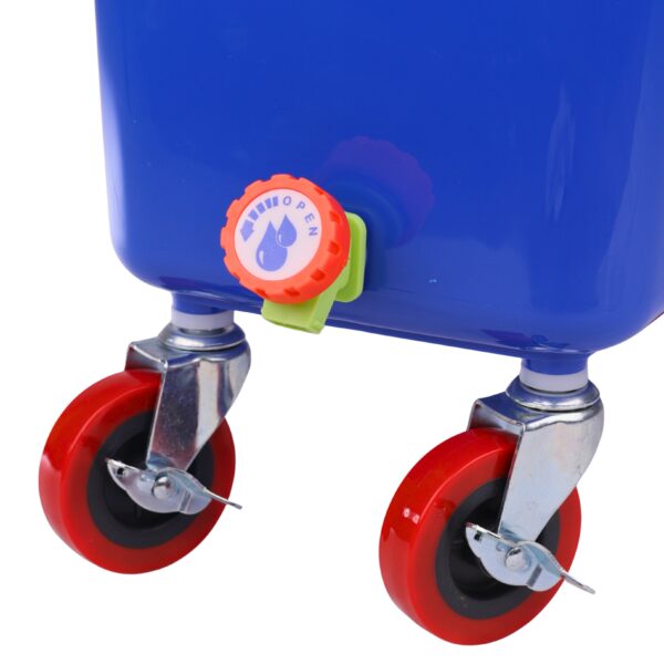 Blue Commercial Beverage Bin with Wheels | Dual-Compartment Drink Dump Bin - Image 7