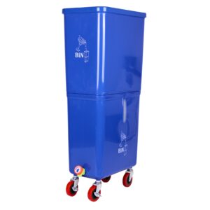 Blue Commercial Beverage Bin with Wheels | Dual-Compartment Drink Dump Bin