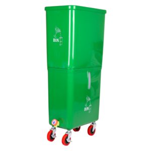 Green Commercial Beverage Bin with Wheels | Dual-Compartment Drink Dump Bin