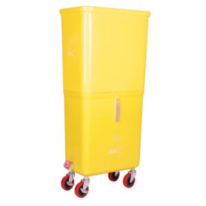 Yellow Commercial Beverage Bin with Wheels | Dual-Compartment Drink Dump Bin