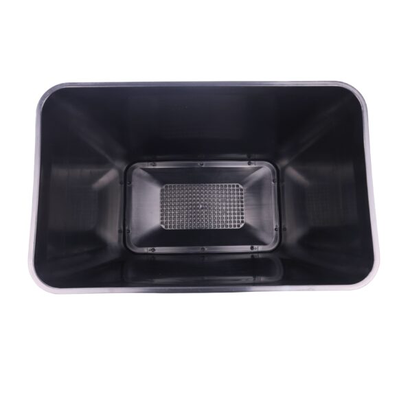 Black Commercial Beverage Bin with Wheels | Dual-Compartment Drink Dump Bin - Image 11