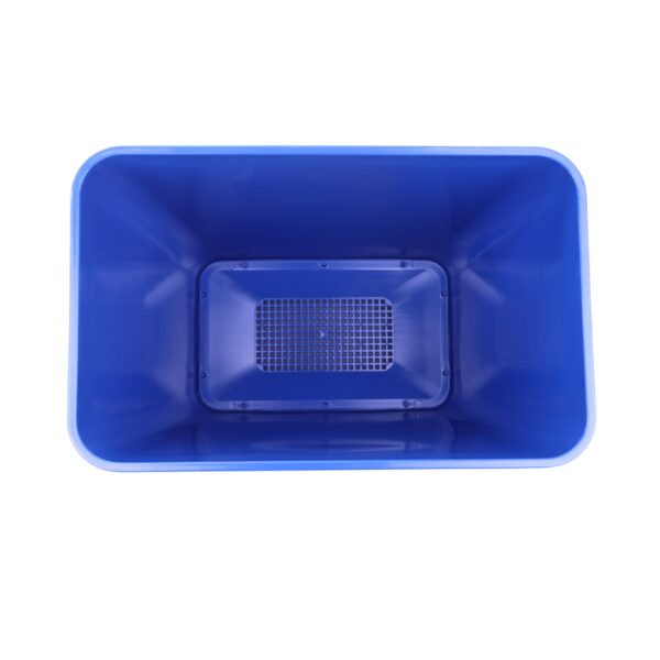 Blue Commercial Beverage Bin with Wheels | Dual-Compartment Drink Dump Bin - Image 9