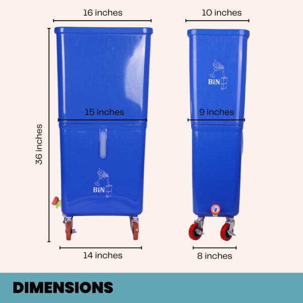 Blue Commercial Beverage Bin with Wheels | Dual-Compartment Drink Dump Bin - Image 6