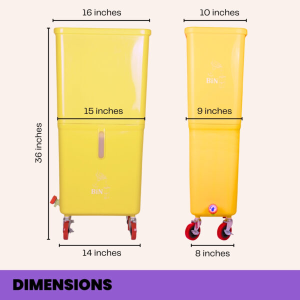 Yellow Commercial Beverage Bin with Wheels | Dual-Compartment Drink Dump Bin - Image 6
