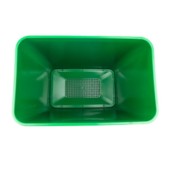 Green Commercial Beverage Bin with Wheels | Dual-Compartment Drink Dump Bin - Image 14