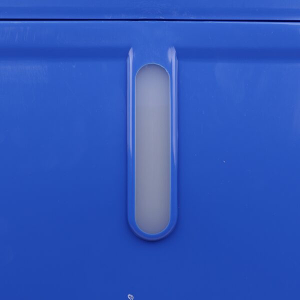 Blue Commercial Beverage Bin with Wheels | Dual-Compartment Drink Dump Bin - Image 8