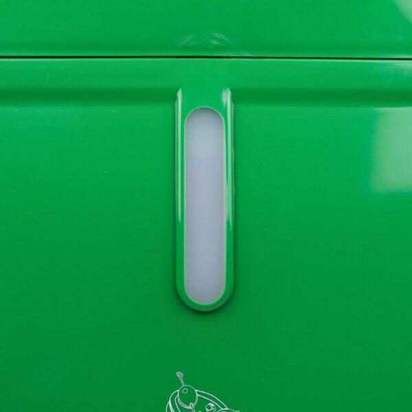 Green Commercial Beverage Bin with Wheels | Dual-Compartment Drink Dump Bin - Image 13