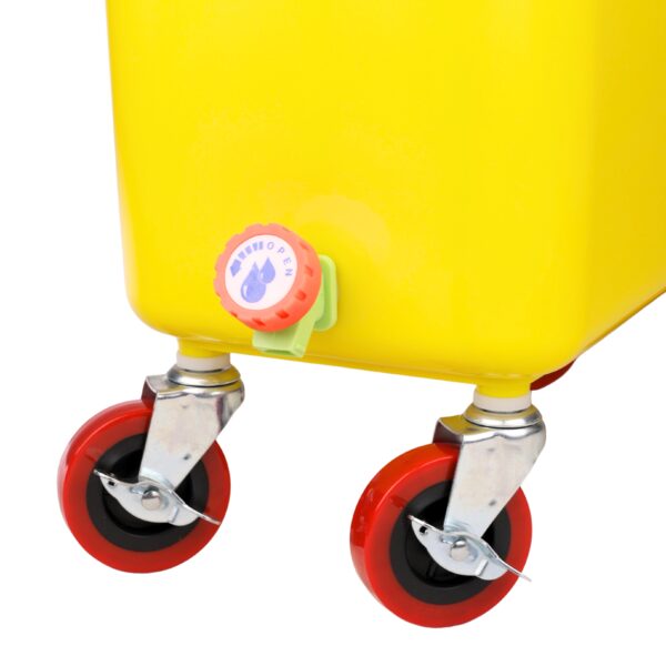 Yellow Commercial Beverage Bin with Wheels | Dual-Compartment Drink Dump Bin - Image 7