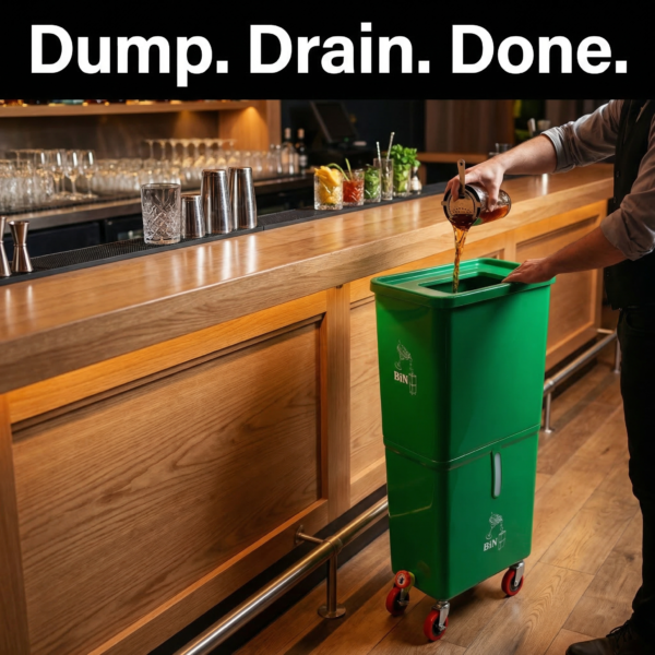 Green (12-Pack) Beverage Waste Collection Bins for Hospitality & Catering, Mobile Liquid Disposal Containers with Debris Separation, Commercial Drink Pour-Off Stations - Image 17