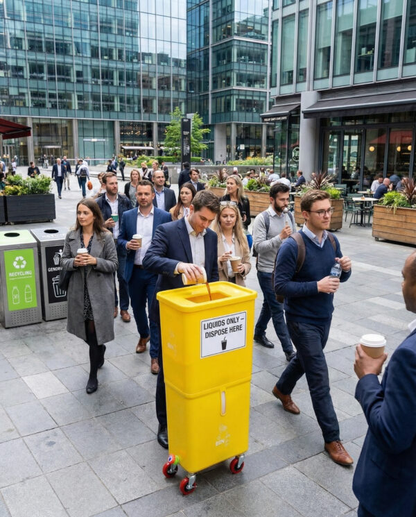 Yellow (6-Pack) Beverage Waste Collection Bins for Hospitality & Catering, Mobile Liquid Disposal Containers with Debris Separation, Commercial Drink Pour-Off Stations - Image 22