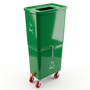 Green Commercial Beverage Bin with Wheels | Dual-Compartment Drink Dump Bin