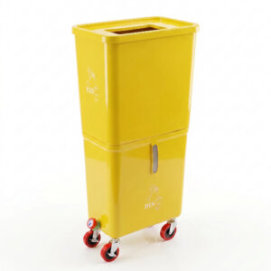Yellow Commercial Beverage Bin with Wheels | Dual-Compartment Drink Dump Bin