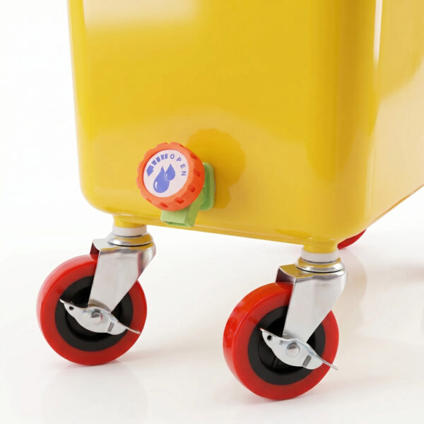 Yellow Commercial Beverage Bin with Wheels | Dual-Compartment Drink Dump Bin - Image 8
