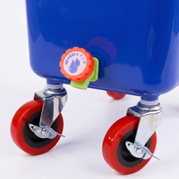 Blue Commercial Beverage Bin with Wheels | Dual-Compartment Drink Dump Bin - Image 8