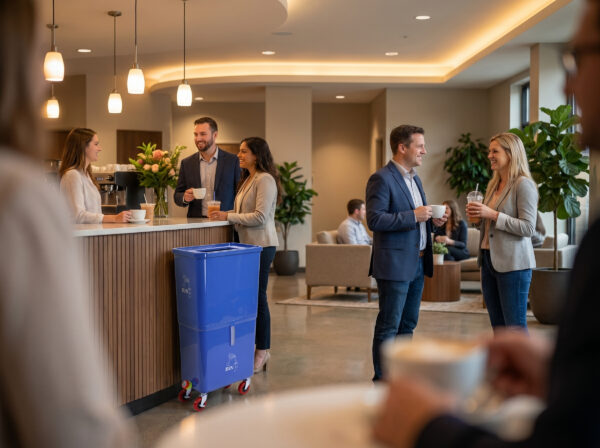 Blue (12-Pack) Beverage Waste Collection Bins for Hospitality & Catering, Mobile Liquid Disposal Containers with Debris Separation, Commercial Drink Pour-Off Stations - Image 14