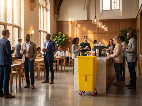 Yellow (6-Pack) Beverage Waste Collection Bins for Hospitality & Catering, Mobile Liquid Disposal Containers with Debris Separation, Commercial Drink Pour-Off Stations - Image 20