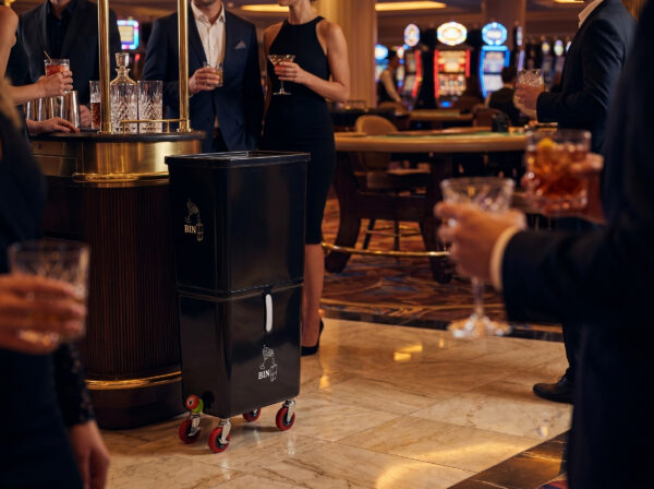 Black (12-Pack) Beverage Waste Collection Bins for Hospitality & Catering, Mobile Liquid Disposal Containers with Debris Separation, Commercial Drink Pour-Off Stations - Image 24