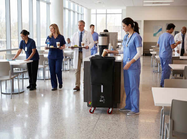 Black (12-Pack) Beverage Waste Collection Bins for Hospitality & Catering, Mobile Liquid Disposal Containers with Debris Separation, Commercial Drink Pour-Off Stations - Image 4