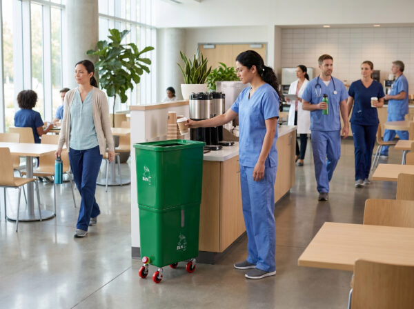 Green (6-Pack) Beverage Waste Collection Bins for Hospitality & Catering, Mobile Liquid Disposal Containers with Debris Separation, Commercial Drink Pour-Off Stations - Image 9