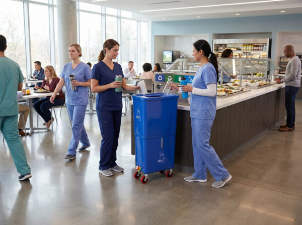 Blue (6-Pack) Beverage Waste Collection Bins for Hospitality & Catering, Mobile Liquid Disposal Containers with Debris Separation, Commercial Drink Pour-Off Stations - Image 11