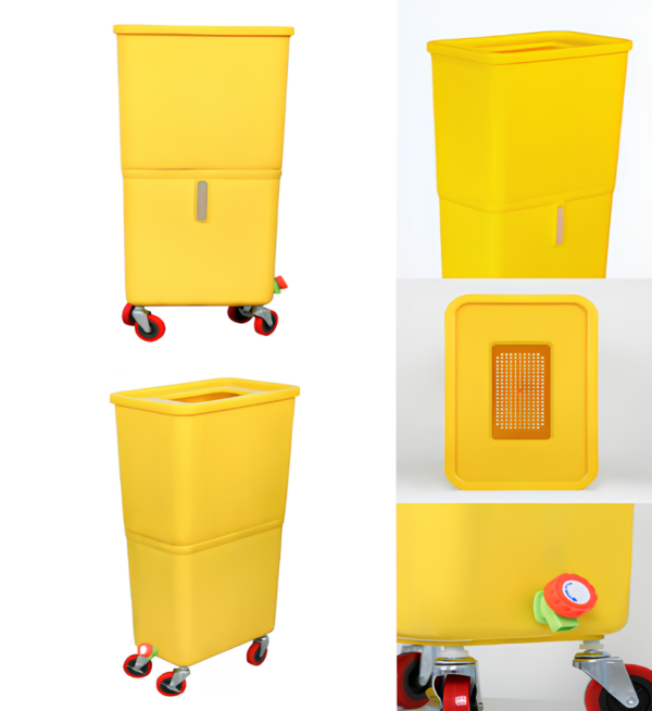 Volume Offer (3-Pack) Yellow Commercial Beverage Bin with Wheels – Dual Compartment Liquid  Disposal – HDPE  Bars, Restaurants & Events - Image 6
