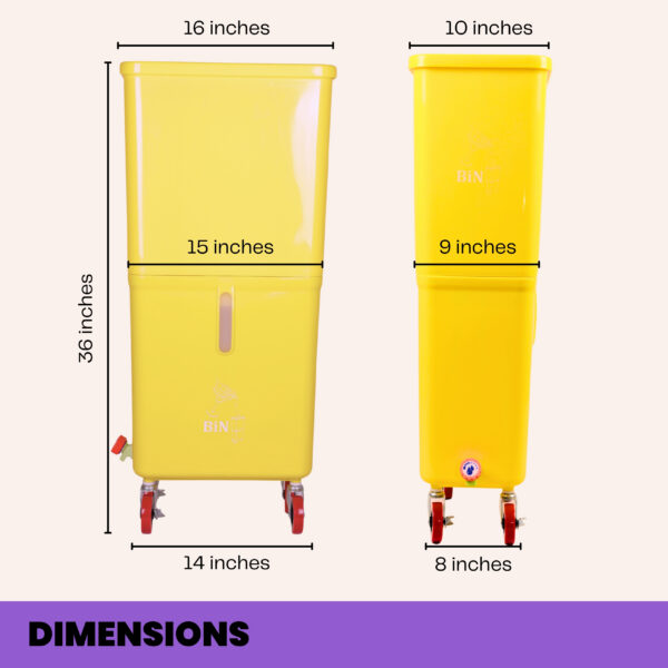 Volume Offer (3-Pack) Yellow Commercial Beverage Bin with Wheels – Dual Compartment Liquid  Disposal – HDPE  Bars, Restaurants & Events - Image 9