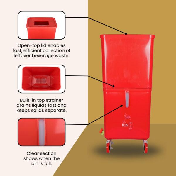 Red Commercial Beverage Bin – 3-Pack - Image 3