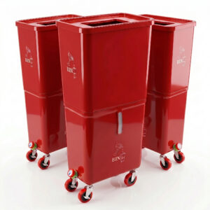 Red Volume  (3-Pack) Commercial Beverage Disposal Bin Bars & Restaurants, Drink Dump Bin with Liquid & Solid Waste Separation, Rolling Beverage Waste Station