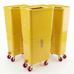 Volume Offer (3-Pack) Yellow Commercial Beverage Bin with Wheels – Dual Compartment Liquid  Disposal – HDPE  Bars, Restaurants & Events