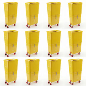 Yellow (12-Pack) Beverage Waste Collection Bins for Hospitality & Catering, Mobile Liquid Disposal Containers with Debris Separation, Commercial Drink Pour-Off Stations