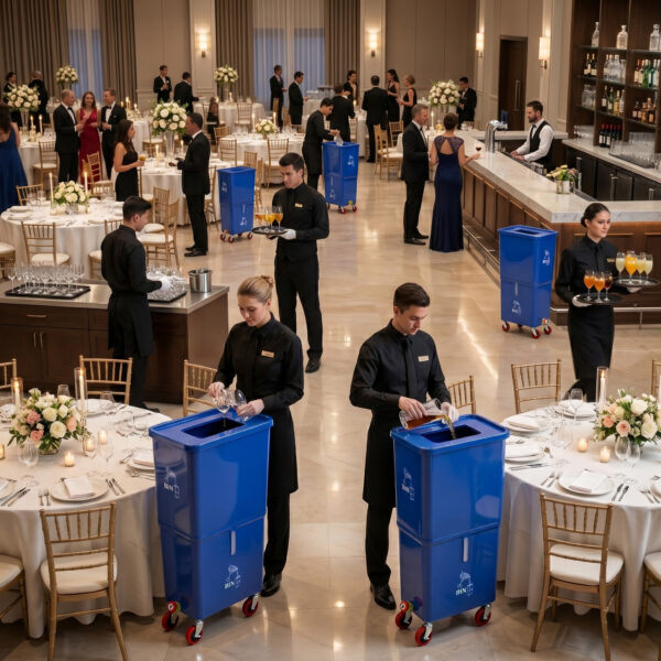 Blue Volume Offer (3- Pack)  Commercial Beverage Disposal Bin for Event Venues, three Bars & Restaurants Bin , Drink Dump Bin with Liquid & Solid Waste Separation, - Image 3