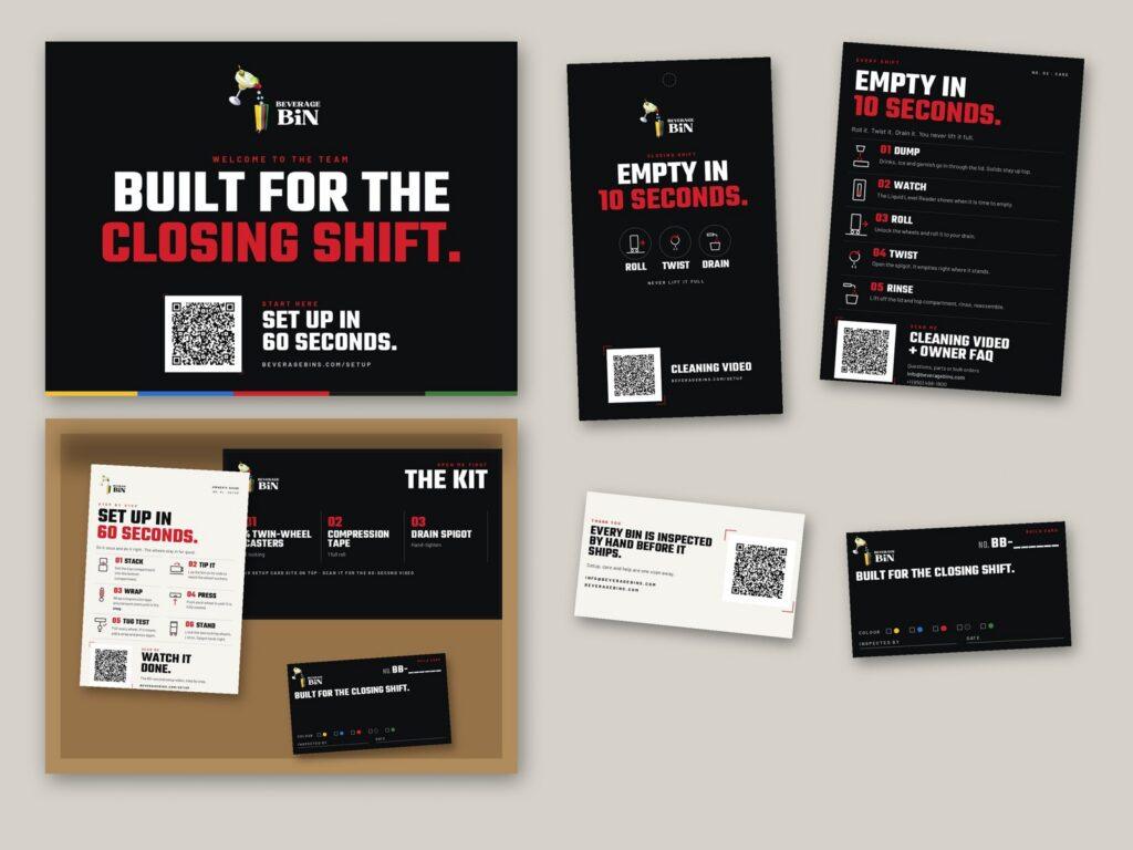 Beverage Bin setup card, closing-shift card, Build Card and accessory kit